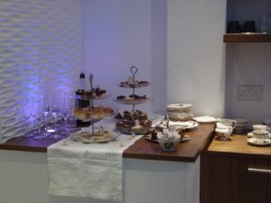 Bubbly, Tea and cakes on vintage tea sets!