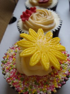 Yellow gerbera and sprinkles