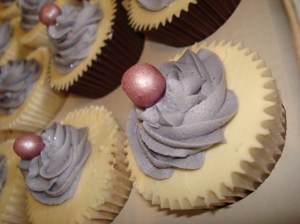 The vanilla and lilac cupcakes