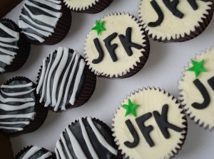Chocolate cupcakes with zebra and JFK decoration
