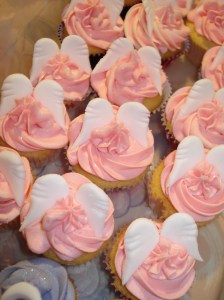 Angel wings on mini cupcakes