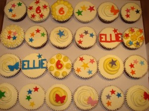 Brightly coloured cupcakes