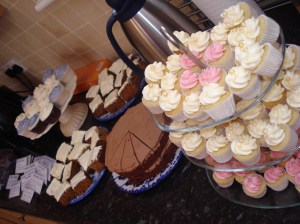 Carrot cake, chocolate cake and cupcakes