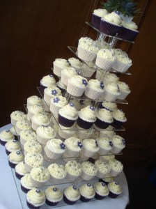 Purple and silver wedding cupcakes