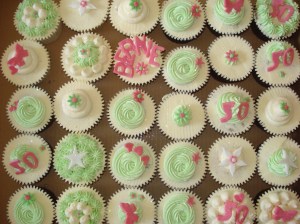 Big box of 50th birthday cupcakes