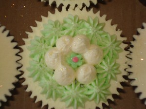 Green and white fluffy cakes