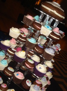 Cupcakes and whoopie tiered cake stand