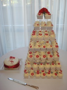 Red flowered cupcakes at Norton House
